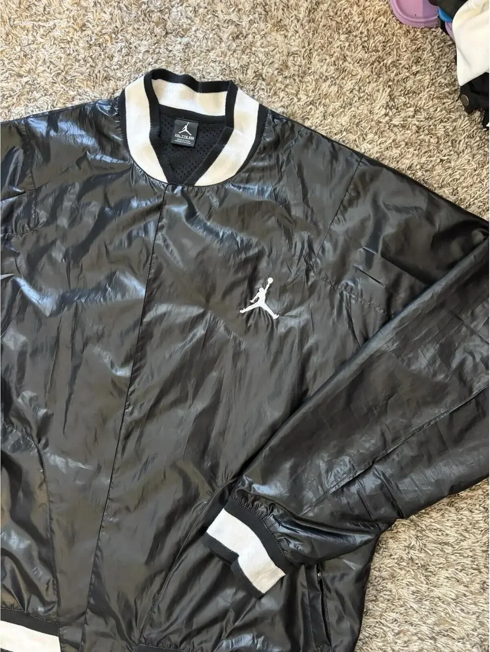 Nike Air Jordan Varsity Shell Snap Black Jacket 612948-010 Rare Men's Size 2XL
